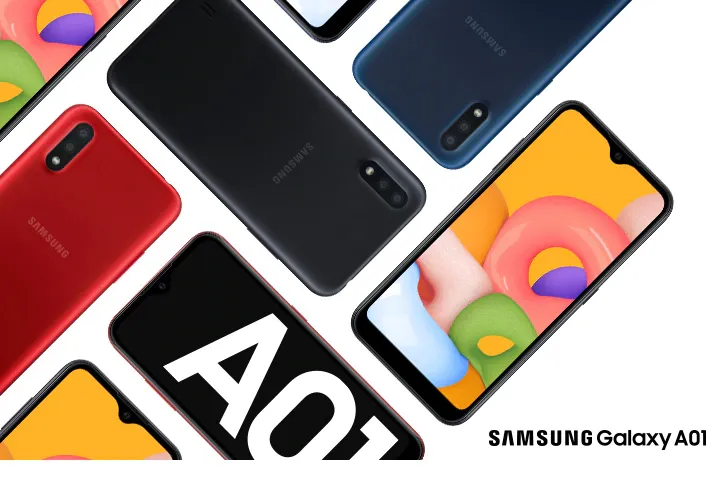 Смартфон Samsung Galaxy A01 в разных цветах